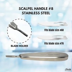 Scalpel Handle #8 Surgical Stainless Steel Instrument for Blades No 60 and 70