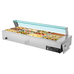 VEVOR Commercial Food Warmer 12-Pan 1700W Buffet Bain Marie with Glass Cover