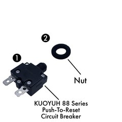 KUOYUH 12A Thermal Circuit Breaker 88 Series 125/250VAC 32VDC (12 amp)