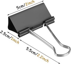 Extra Large Binder Clips (36 Pack) 2 Inch, Big Paper Clamps, Black