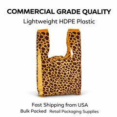 Bags Leopard Print Plastic T Shirt Retail Shopping Checkout Bags 11.5 x 6 x 21