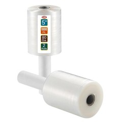 2 Pack Industrial Strength Mini Hand Stretch Wrap 5″ 1000 Ft Roll 80 Gauge Th…