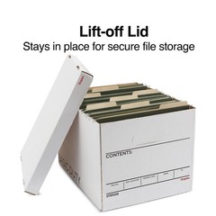 Corrugated File Box with Lift Off Lid, Letter/Legal Size, 10 Pack, White/Black