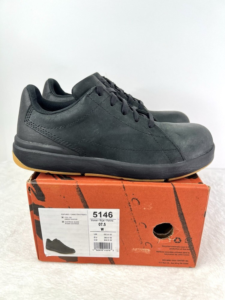 Red Wing Worx Nitro Oxford Steel Toe Black Leather Safety Shoe 5146 Womens 7.5 W