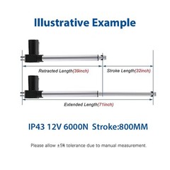 6000N 1320lbs 12V Heavy Duty Linear Actuator 2″ – 40inch 1000MM Stroke Electric