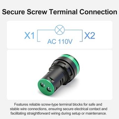 Energy Efficient 110V AC LED Indicator Light – 22mm Panel Mount, Green, 2-Pack