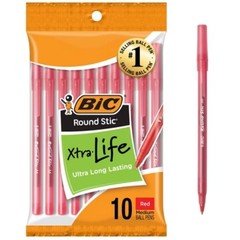 BIC Xtra Life 10pk 1.0mm Red Ballpoint Pens, Round Stic
