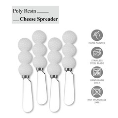 UPware Golf Ball Cheese Spreaders, Hand-Painted Resin Handles with