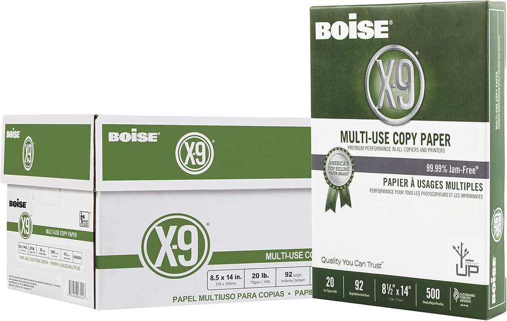 X-9 Multi-Use Copy Paper – 10 Ream (5,000 Sheets) | 8.5″ X 14″ Letter | 92 Brigh