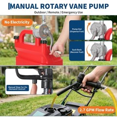 16 Gallon Portable Fuel Tank W/Manual Pump,10ft Hose Gas Caddy For Lawn Mowers