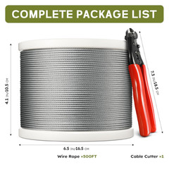 500FT 1/8″ T316 Stainless Steel Cable, Wire Rope Aircraft Cable for Deck Cable R