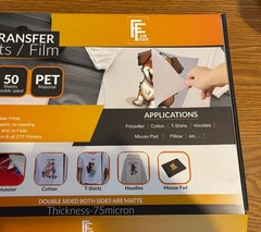 50 Sheets DTF Transfer Film 8.3 x 11.7 Instant Peel PET Transfer Film Matte A4