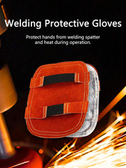 Hand Heat Shield, Welding Hand Pad, Split Cowhide Leather Aluminized Back Weldin
