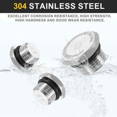 HARFINGTON 304 Stainless Steel Pipe Plug Fitting M27x1.5 M27x1.5, Silver