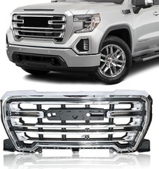 Front Upper Grille for 2019 2020 2021 2022 GMC Sierra 1500 Chrome Grill Bumper