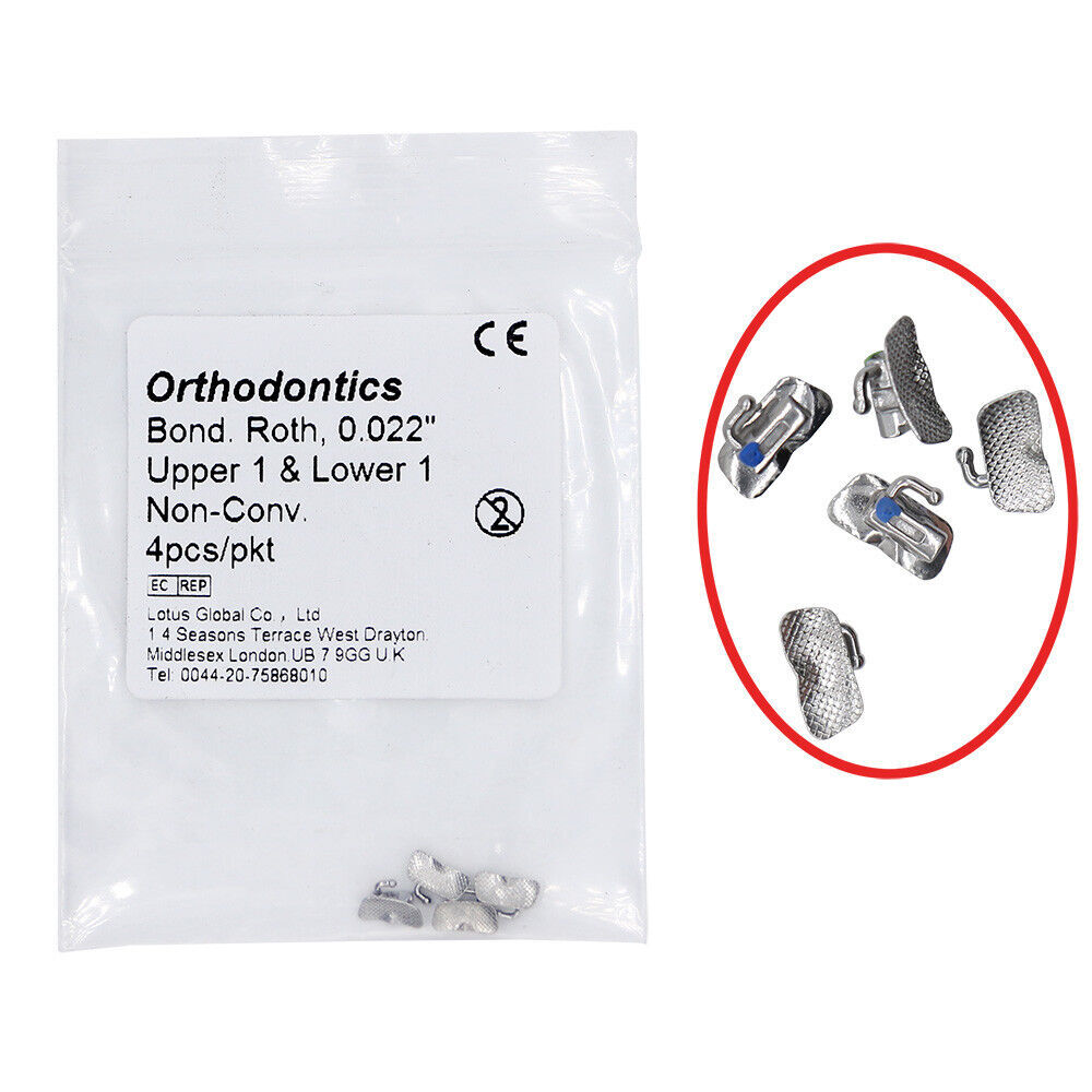 5-100pack Dental Orthodontic Buccal tube Non-Conv Bond Roth 0.022″U1 L1 4pcs/pkt