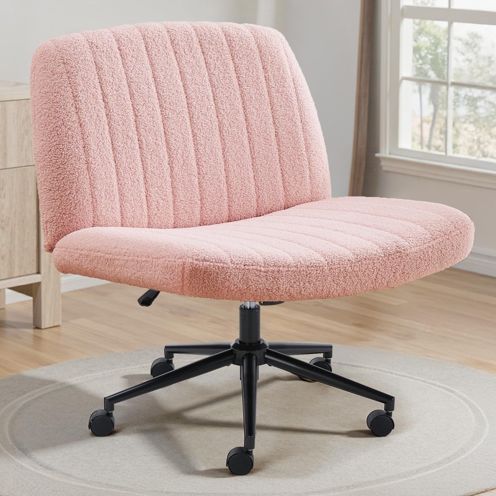 OLIXIS Criss Cross Chair with Wheels Wide Cross Legged Office Desk Vanity Cha…