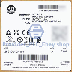 Allen Bradley 25B-D010N104 /A Powerflex 525 AC Drive 5HP 4.0KW 25BD010N104
