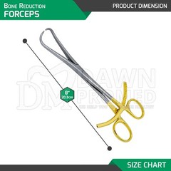 Bone Reduction Forceps 8″ Curved Pointed Tips Gold Plated Orthopedic German Gr
