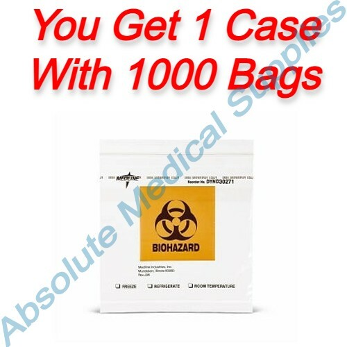 *1,000-Bags* Medline Biohazard Zip Lock Style 8″ x 8″ Document Pouch DYND30271