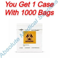 *1,000-Bags* Medline Biohazard Zip Lock Style 8″ x 8″ Document Pouch DYND30271