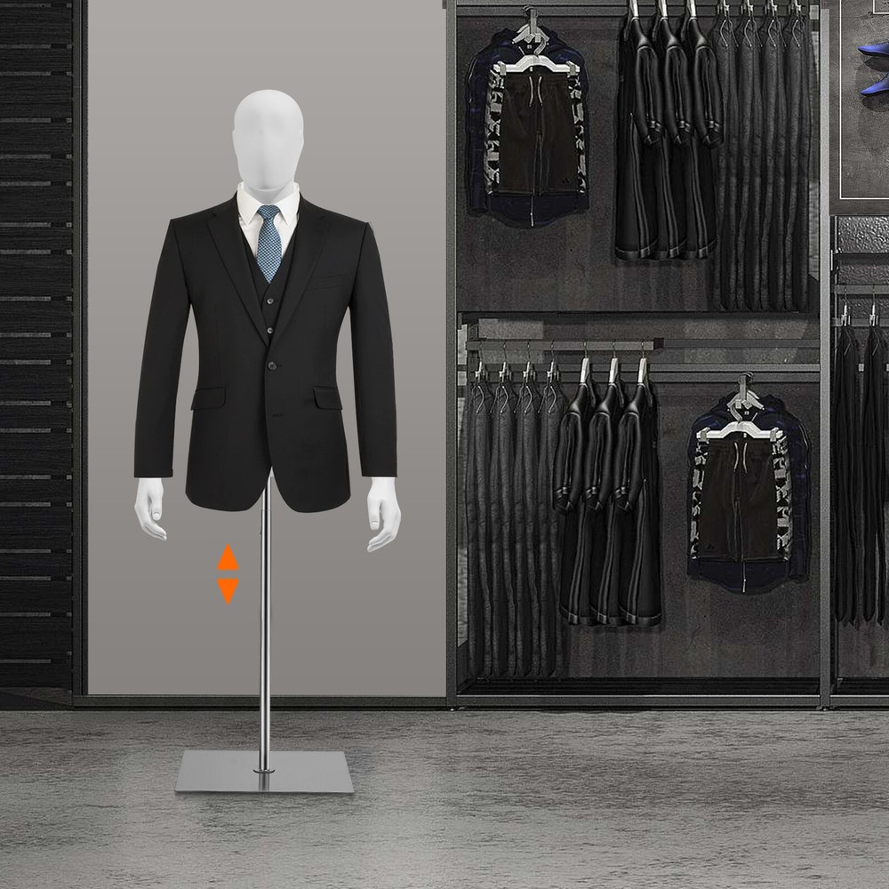 Male Mannequin Torso Manikin Dress Form 4.27-6.56ft Height Adjustable Detachable