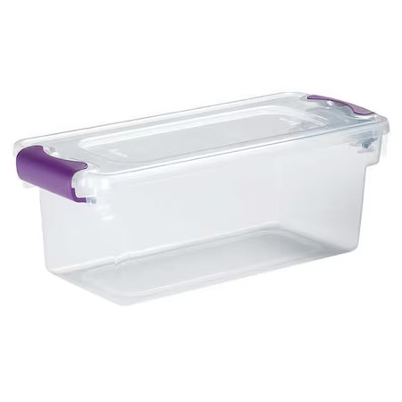 Homz 3410Grprcl.10 Stackable Storage Tote W/ Lid, 1.8 Gal, 16-1/4 In L X 7 In W