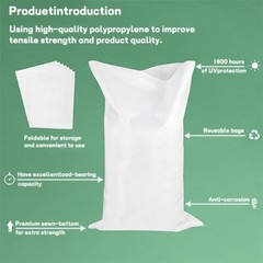 50/100 bags, white woven polypropylene sandbags, for flood control construction
