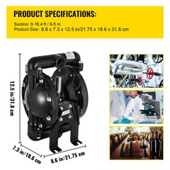 VEVOR Air-Operated Double Diaphragm Pump 1″ Inlet Outlet Petroleum Fluids 35GPM