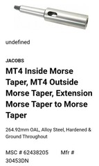Jacobs 30453DN 844 Extension Socket Outside 4MT/Inside 4MT