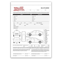 Vehicle Transport Bill of Lading Form – 2 Part Carbonless, 100 Sets, Letter Size