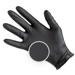 6 MIL BLACK NITRILE GLOVES WITH RAISED DIAMOND TEXTURE, HEAVY DUTY BOX OF 200