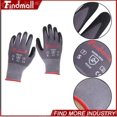 Findmall 3 Pairs S-Size Work Gloves MicroFoam Nitrile Coated Knit Nylon Gloves