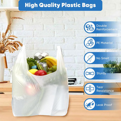 200 Plastic Grocery Bags 11.5×6.5×21 Durable 22lb Leakproof Shopping Totes