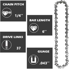 6 Inch Chainsaw Chain, 5 Pieces Replacement Chains, Durable Carbon Chains