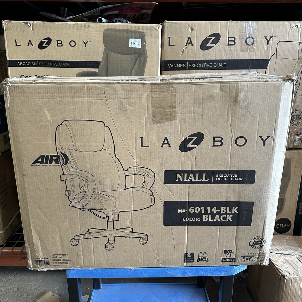 La-Z-Boy Niall AIR Lumbar Pro+ Ergonomic Leather Executive Big&Tall Chair – BLK