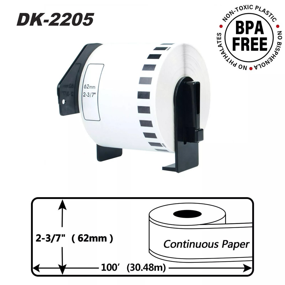 Labels Compatible with Brother DK-2205 DK-2210 DK-2243 DK-1241 DK-1201 w/ Holder