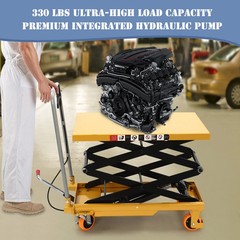 330 lbs Hydraulic Lift Table Cart Manual Double Scissor Lift Table 50″