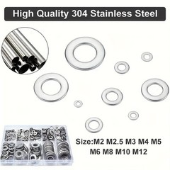 900PCS 304 Stainless Steel Flat Washer Set – Multi-Size for Repairs & DIY