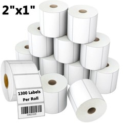 12Rolls 2″x1″ Direct Thermal Labels 1300/Roll Barcode UPC/ FBA for Zebra & Rollo