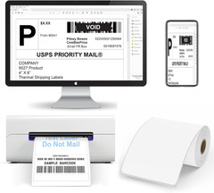 4X6 Blank Direct Thermal Shipping Labels, 250 Labels per Roll, 6 Rolls, 1500 Lab