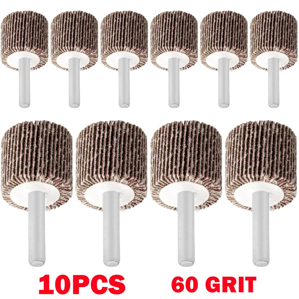10Pcs 60 Grit Drill Flap Wheel Sander 1x1x1/4″ Flapper Sanding Grinding US