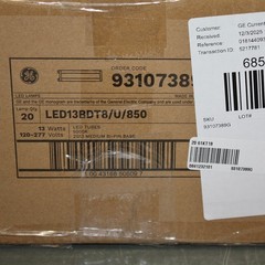 (18) GE T8 U-Shape LED Bulb LED13BDT8/U/850, G13 Medium Bi-Pin, 5000K, Type B
