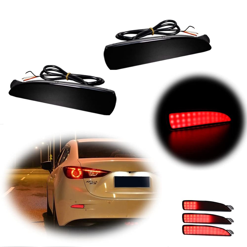 Smoked Lens LED Rear Bumper Reflector Lights Compatible with Mazda 3 5 6, 201…