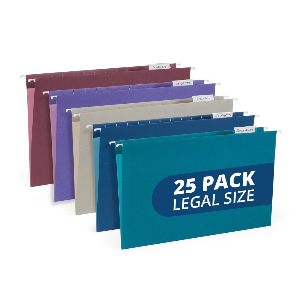 25 Blue Summit Supplies Colored Hanging File Folders Legal Size, 9.5″ x 14.75…