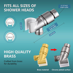 All Metal Handheld Shower Head Holder Brass Pivot Ball Joint Brushed Nickel
