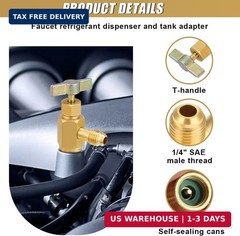 R1234Yf Self-Sealing Can Tap, F-1/4 SAE 1/2 LH Thread Valve Tool with Adapter