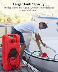 15 Gallon Fuel Caddy Portable Gas Fuel Tank,Gas Can with Manual Transfer Nozzle