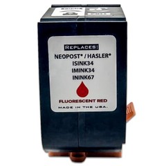 Red IMINK34 Ink Cartridge for Hasler, 4oz Solution Blue, Postage Tapes (8250)
