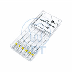 MANI Barbed Broach 6pcs Root Canal Pulp Remover NiTi Stainless 21mm